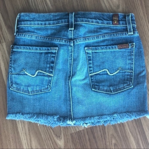 7 For All Mankind Roxy Distress Jean Mini Skirt - Picture 7 of 12